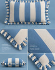 Cuscino rettangolare righe volants