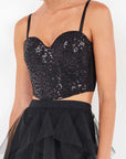 Bustier con Paillettes Nere Gisela
