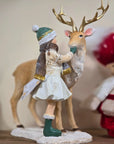 Statuetta decorativa bambina con cervo 17x12x22 cm
