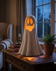 Statuetta fantasma spettro autunno halloween con luce led altezza 39 cm