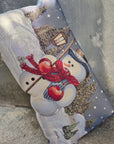Cuscino arredo natalizio pupazzo di neve