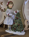 Statuetta bambina con albero di natale 14 cm