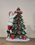 Statuetta decorativa babbo natale albero di Natale con luci led 15x10x22 cm