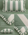 Cuscino rettangolare righe volants