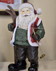 Statuetta decorativa babbo natale con ski 15x11x25 cm