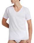 T-Shirt scollo V profondo manica corta uomo, cotone