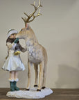 Statuetta decorativa bambina con cervo 17x12x22 cm