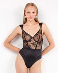 Body con Scollo Balconcino Floreale e Dettagli Perizoma Gisela