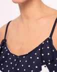 Pigiama corto da donna in cotone con volant stampa pois pin-up Muydemi