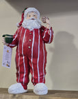 Statuetta decorativa babbo natale con pigiama e latte maxi 18x11x31 cm
