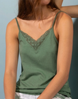 Pigiama corto e maglia spalline toile de Jouy con pizzo