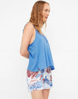 Pigiama corto spalline pizzo sul retro coralli in modal e cotone