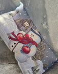 Cuscino arredo natalizio pupazzo di neve