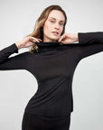 Maglia manica lunga collo alto viscosa e lana gisela