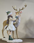 Statuetta decorativa bambina con cervo 17x12x22 cm