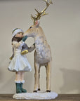 Statuetta decorativa bambina con cervo 17x12x22 cm