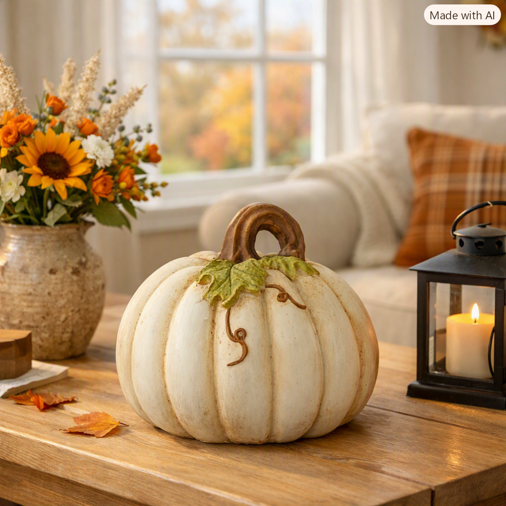 Zucca decorativa avorio altezza 22 cm