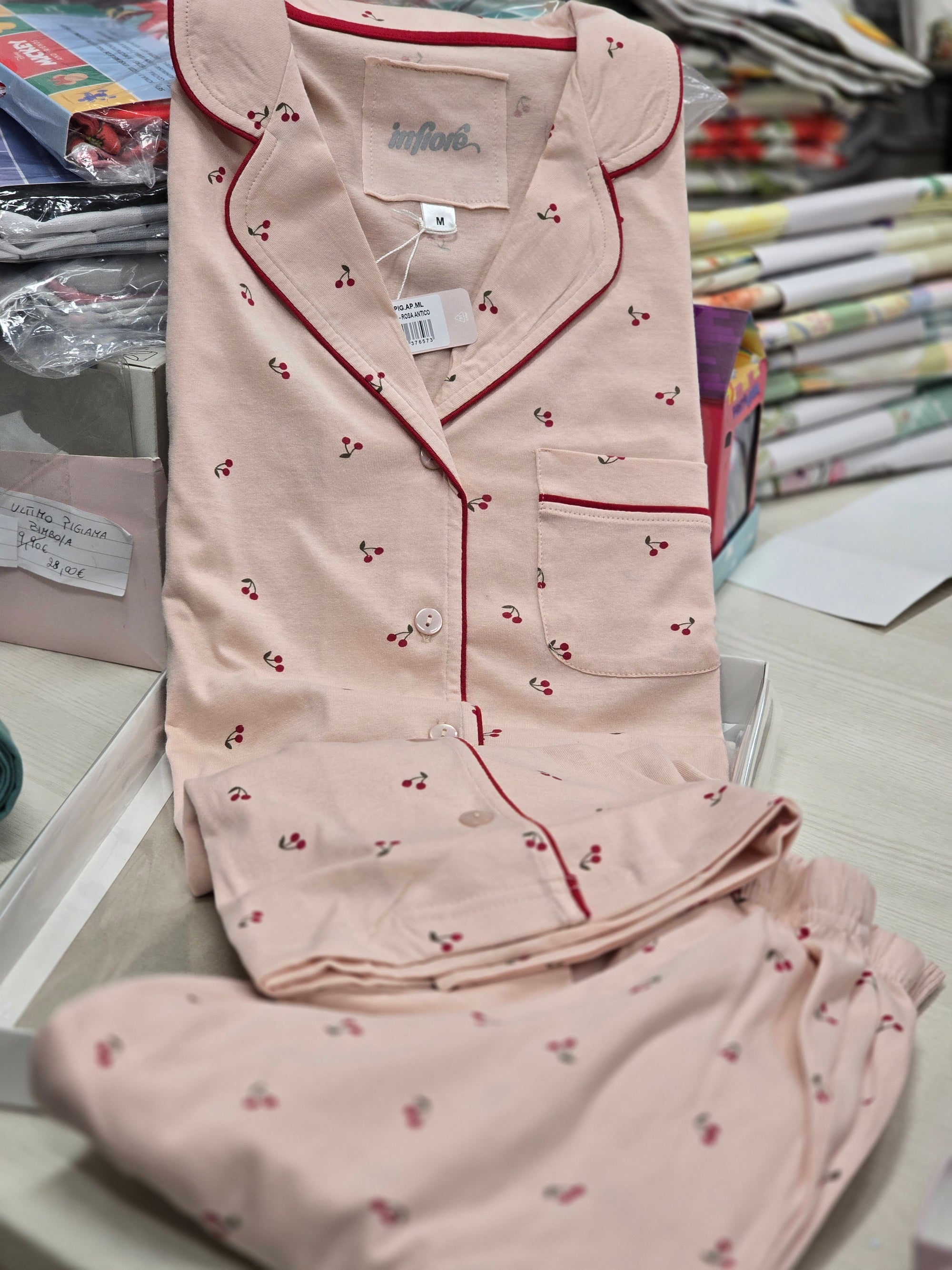 Pigiama donna in puro cotone cherry