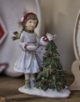 Statuetta bambina con albero di natale 14 cm
