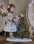Statuetta bambina con albero di natale 14 cm