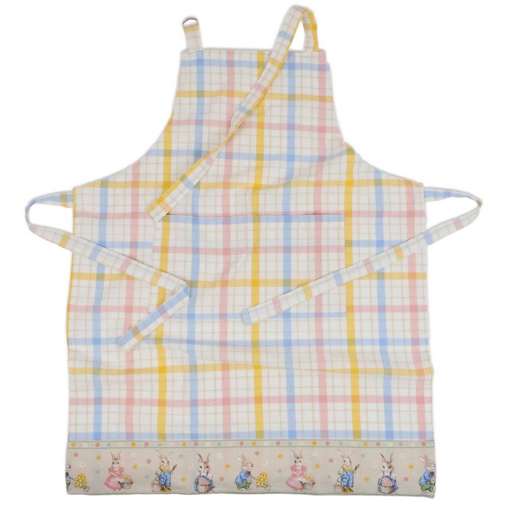 Grembiule vichy con coniglietti pasqua