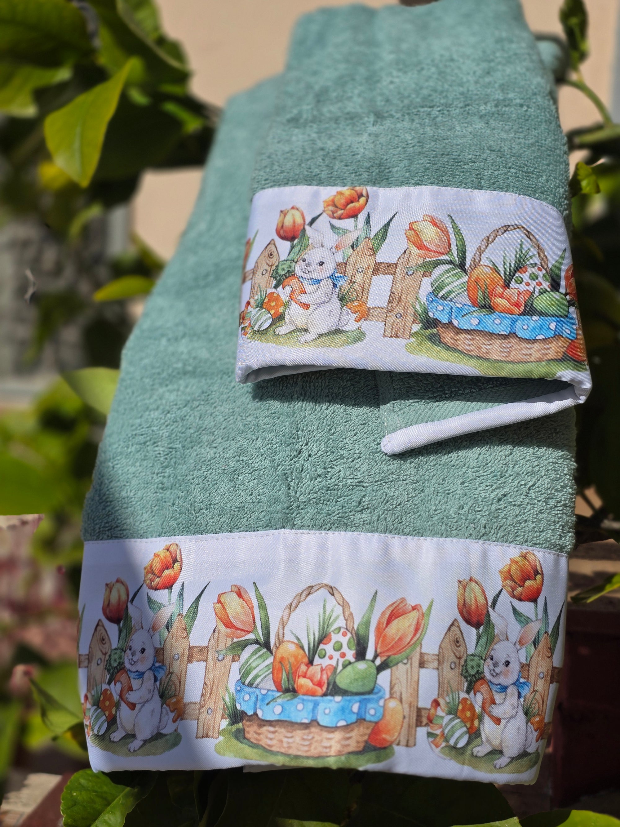 Coppia asciugamani bunny garden