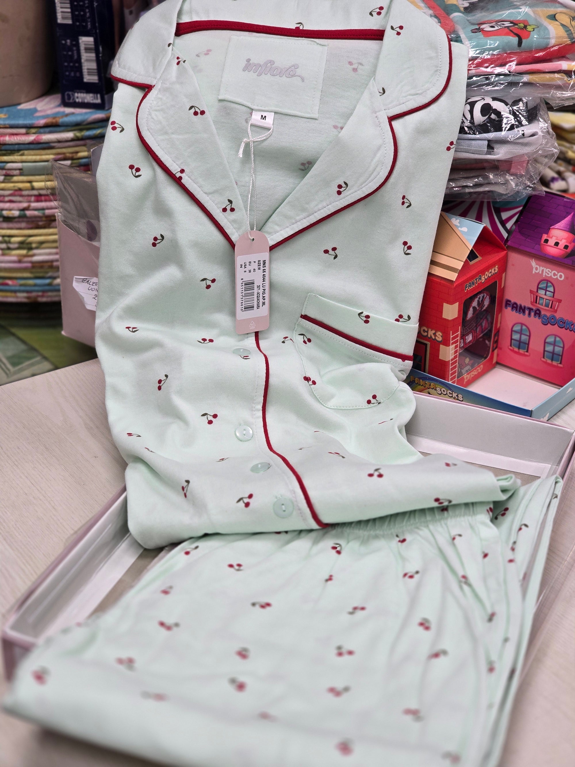 Pigiama donna in puro cotone cherry