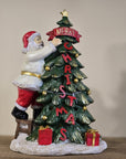 Statuetta decorativa babbo natale albero di Natale con luci led 15x10x22 cm
