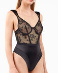 Body con Scollo Balconcino Floreale e Dettagli Perizoma Gisela