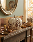 Zucca decorativa stampa autunnale altezza 18 cm