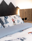 Copripiumino matrimoniale Sci 100% cotone - Blu