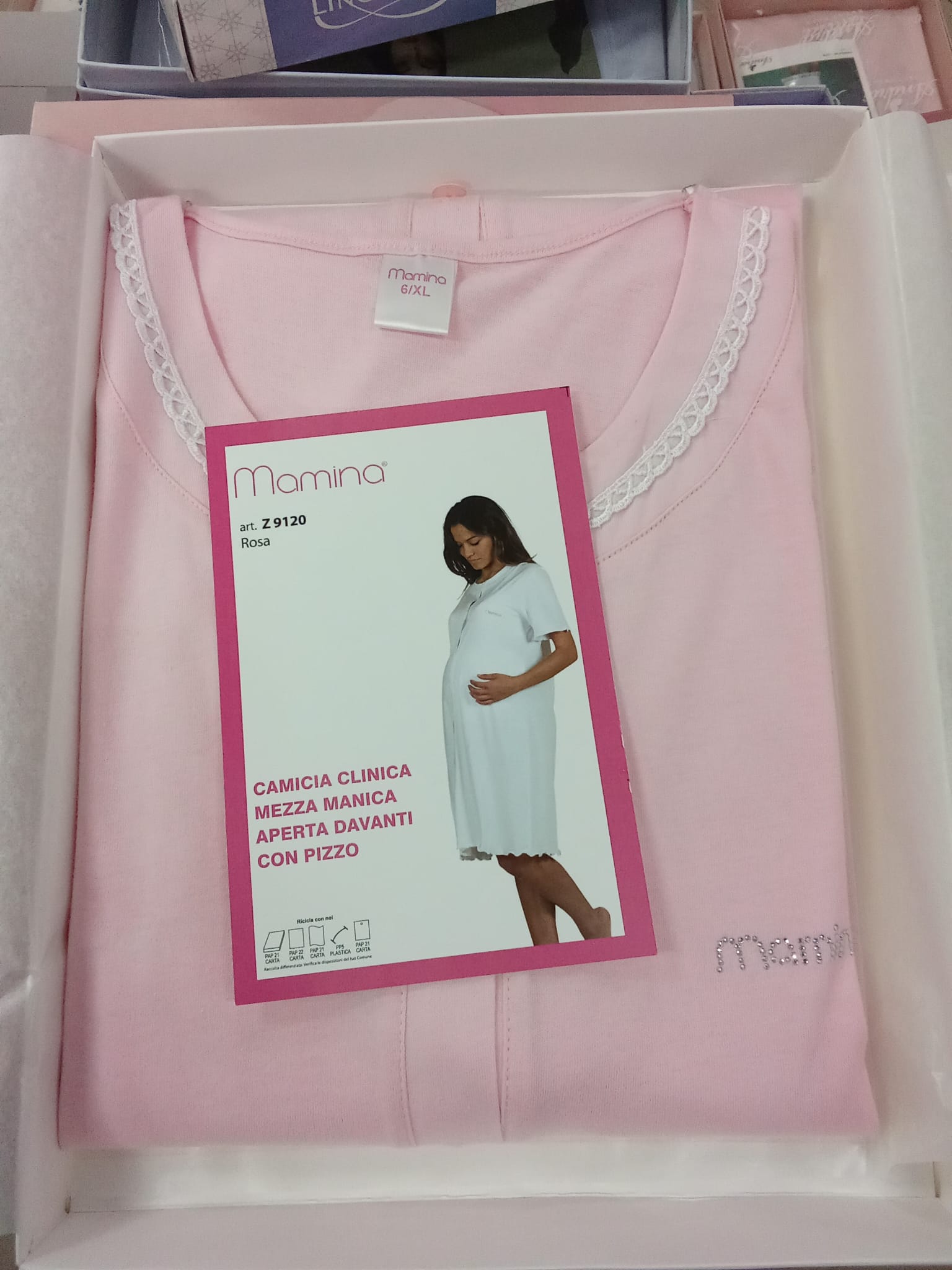 Camicia clinica-parto jersey mezza manica aperta