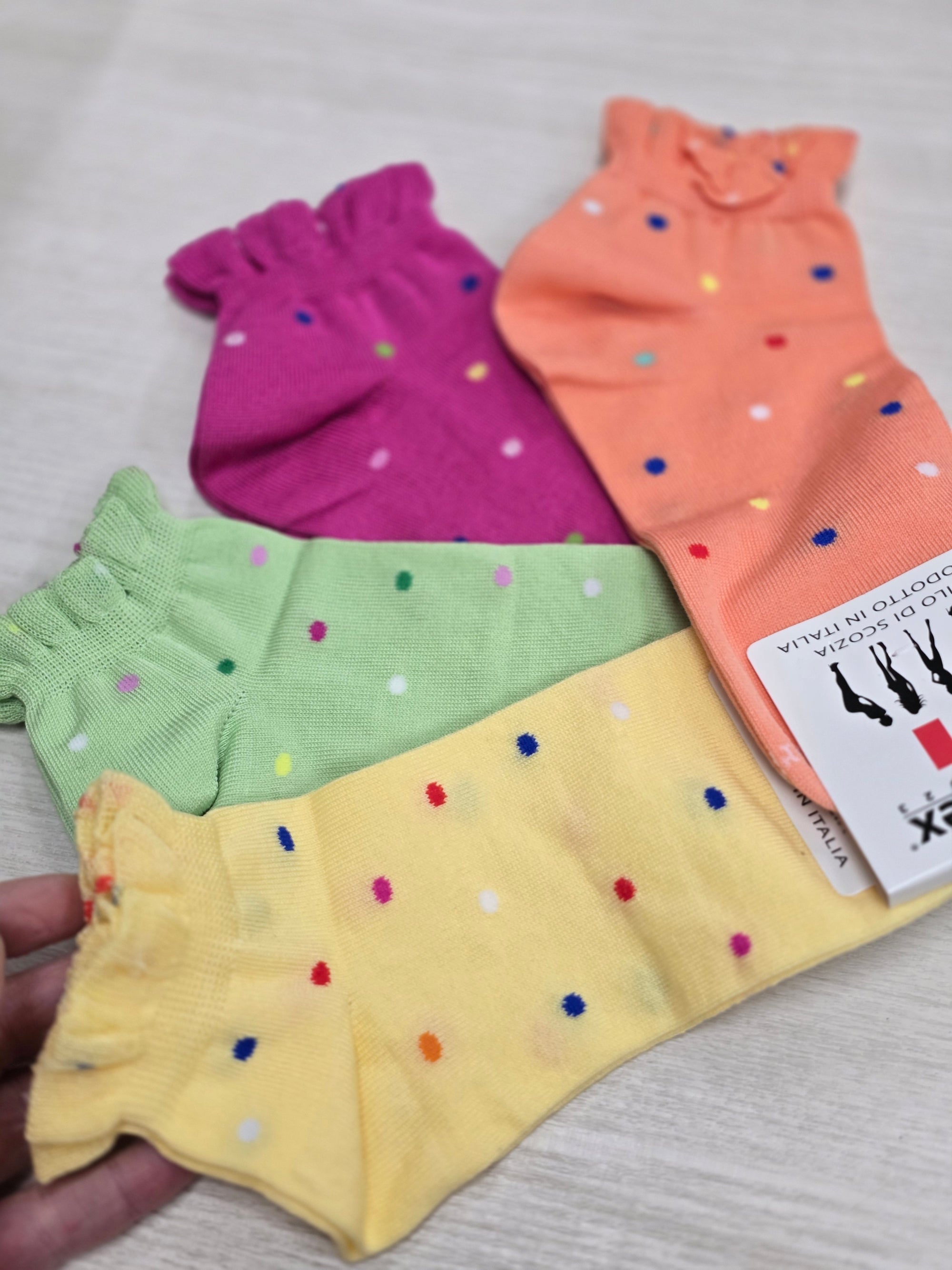 Set 2 paia calzini filo scozia pois