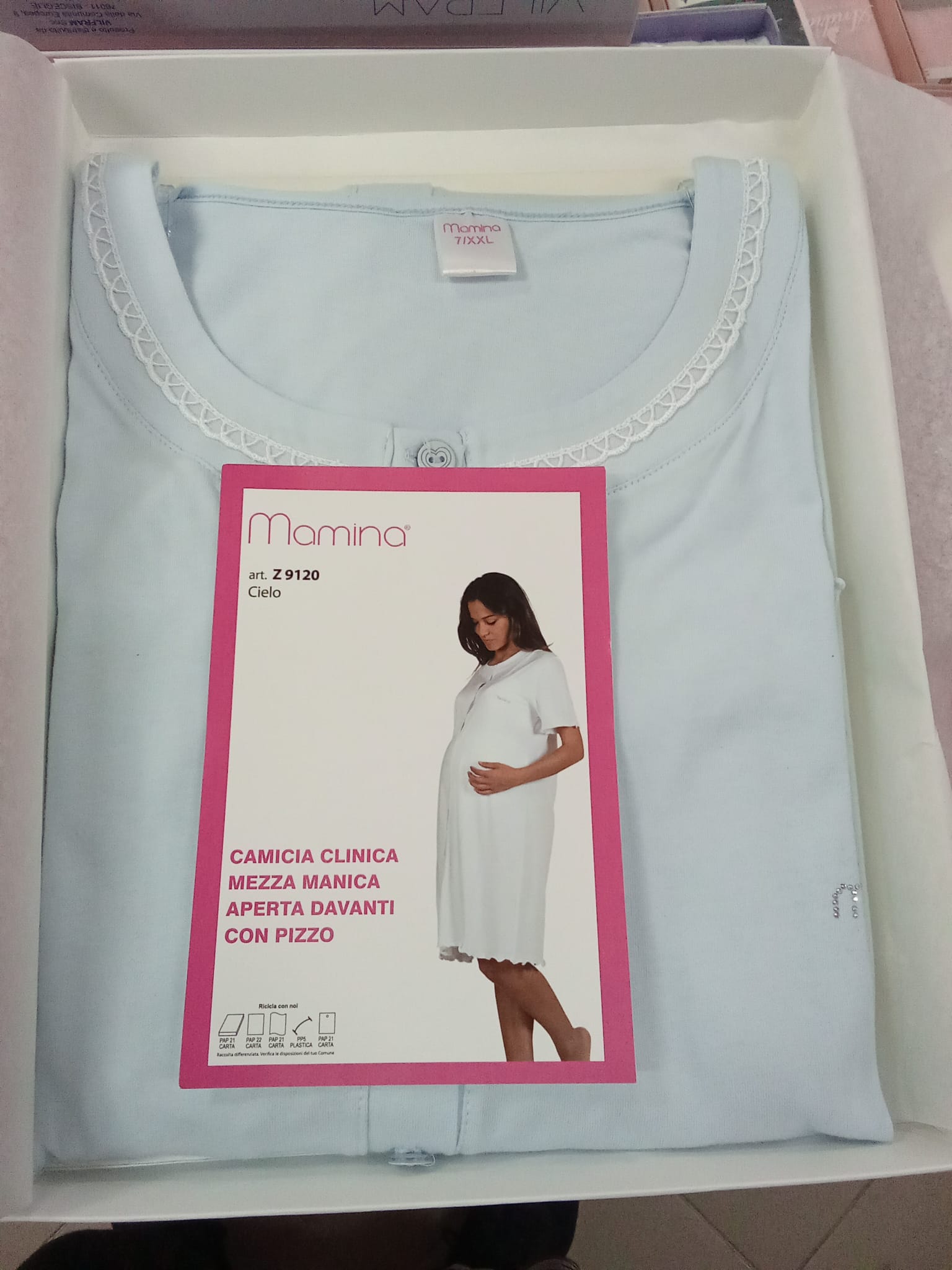 Camicia clinica-parto jersey mezza manica aperta