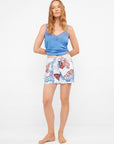 Pigiama corto spalline pizzo sul retro coralli in modal e cotone