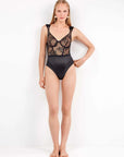 Body con Scollo Balconcino Floreale e Dettagli Perizoma Gisela