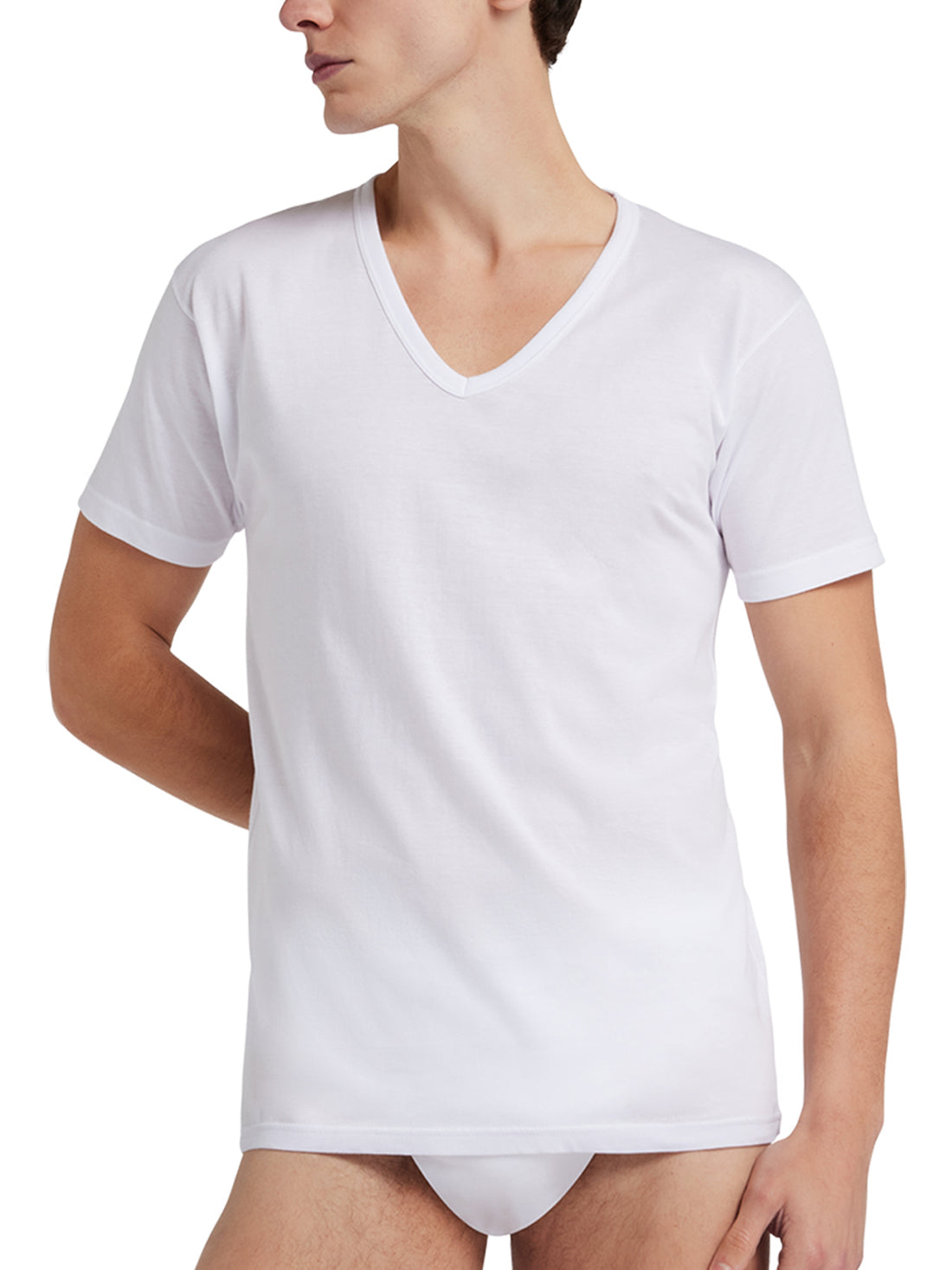 T-Shirt scollo V profondo manica corta uomo, cotone