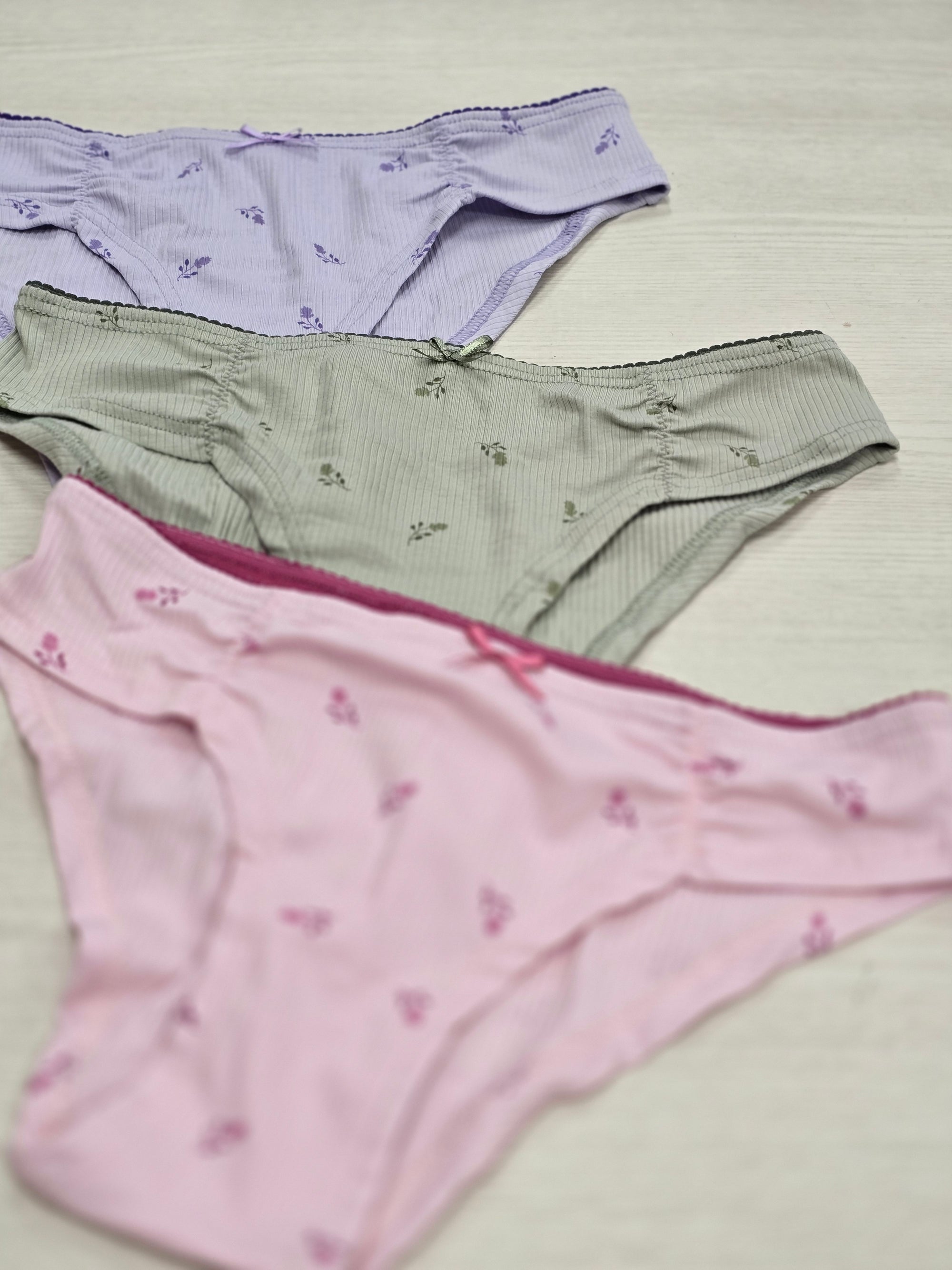 Tris slip cotone fiorellini