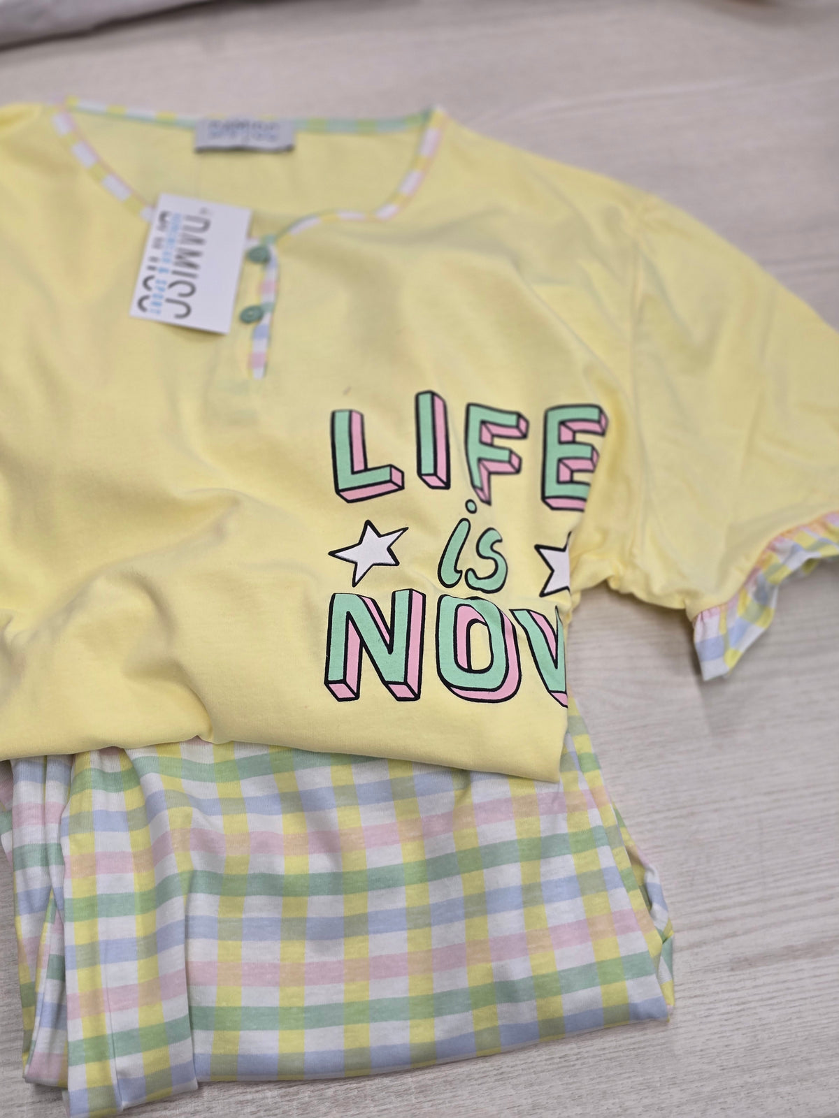 Pigiama Donna Puro Cotone Maniche Corte e Pantaloni Lunghi