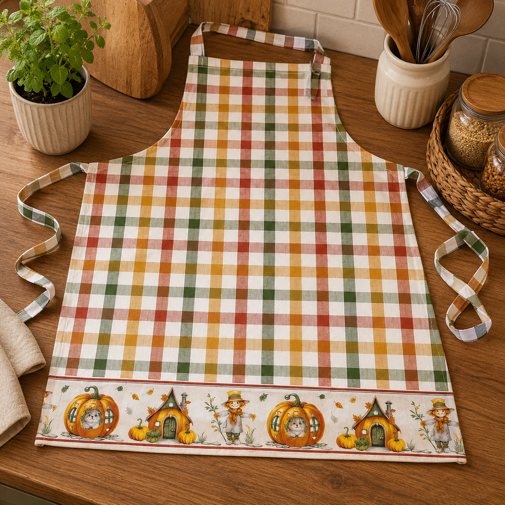 Grembiule con tasca- zucche in festa