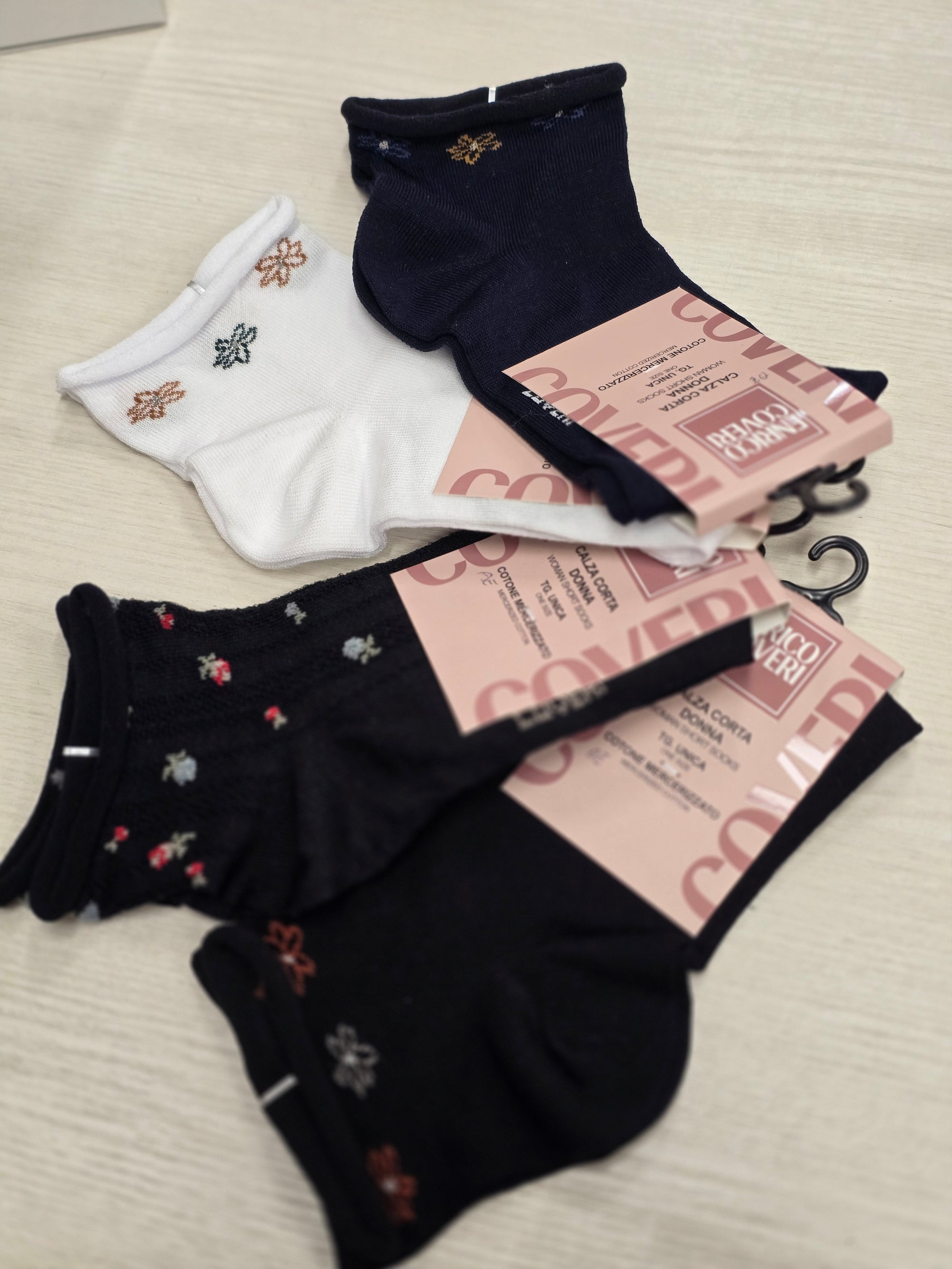 Set 2 paia calzini smollanti senza elastico Fiorellini