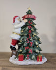 Statuetta decorativa babbo natale albero di Natale con luci led 15x10x22 cm