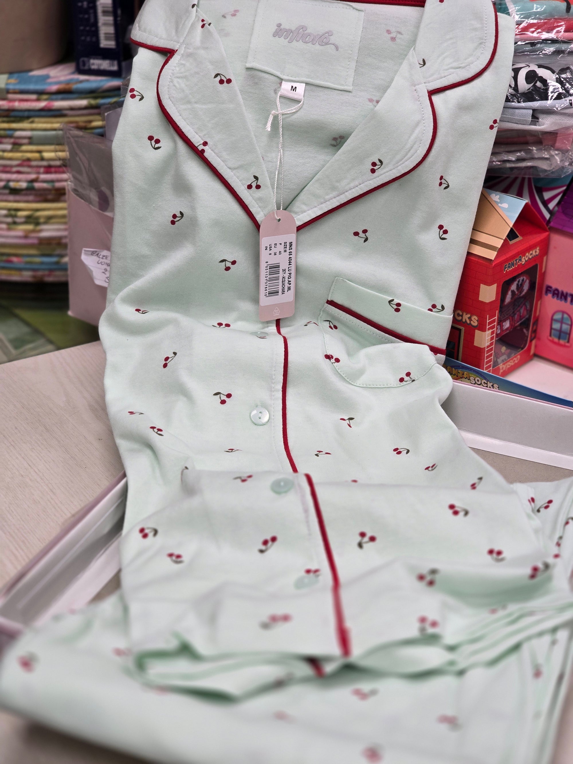 Pigiama donna in puro cotone cherry