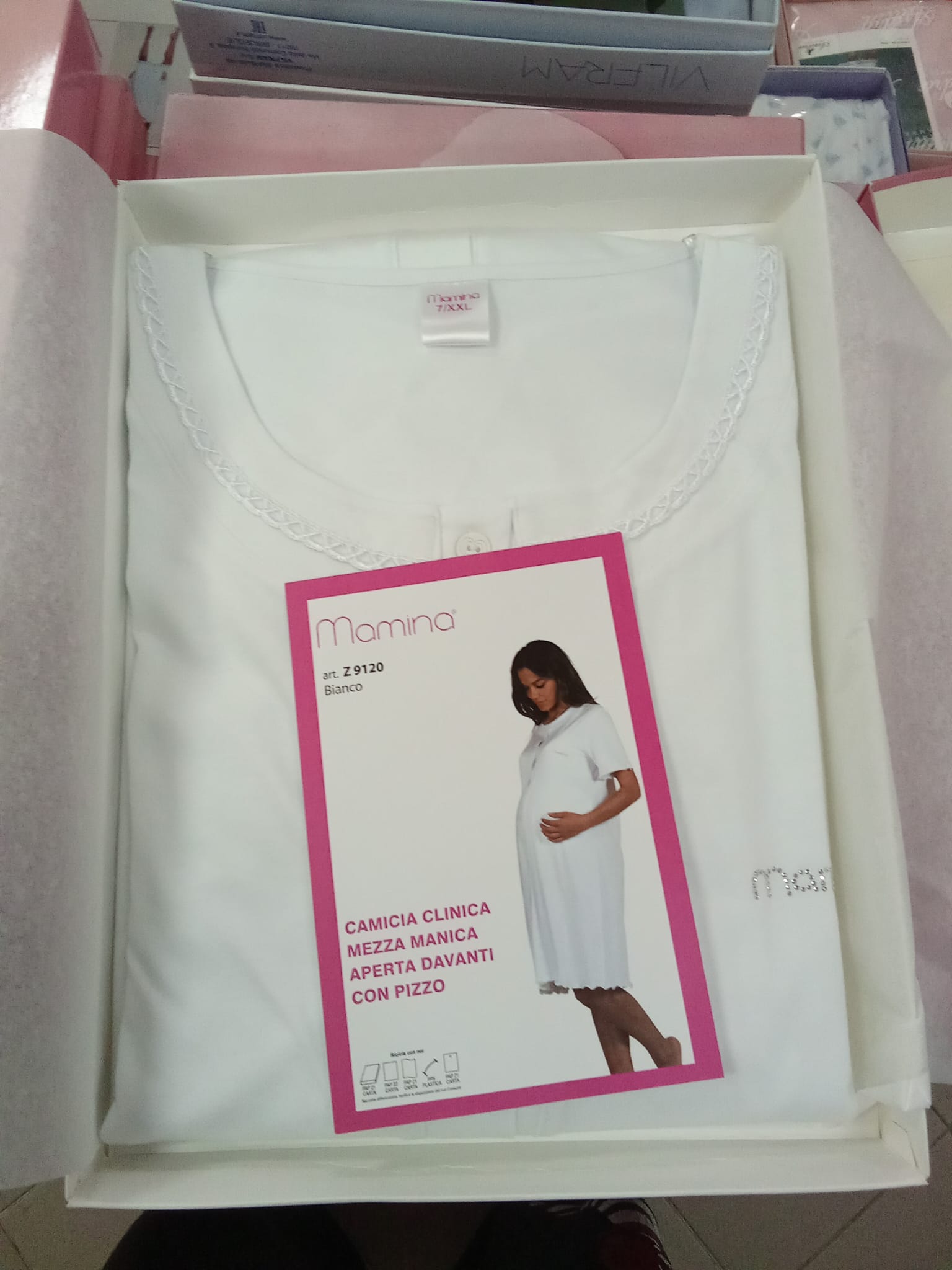Camicia clinica-parto jersey mezza manica aperta