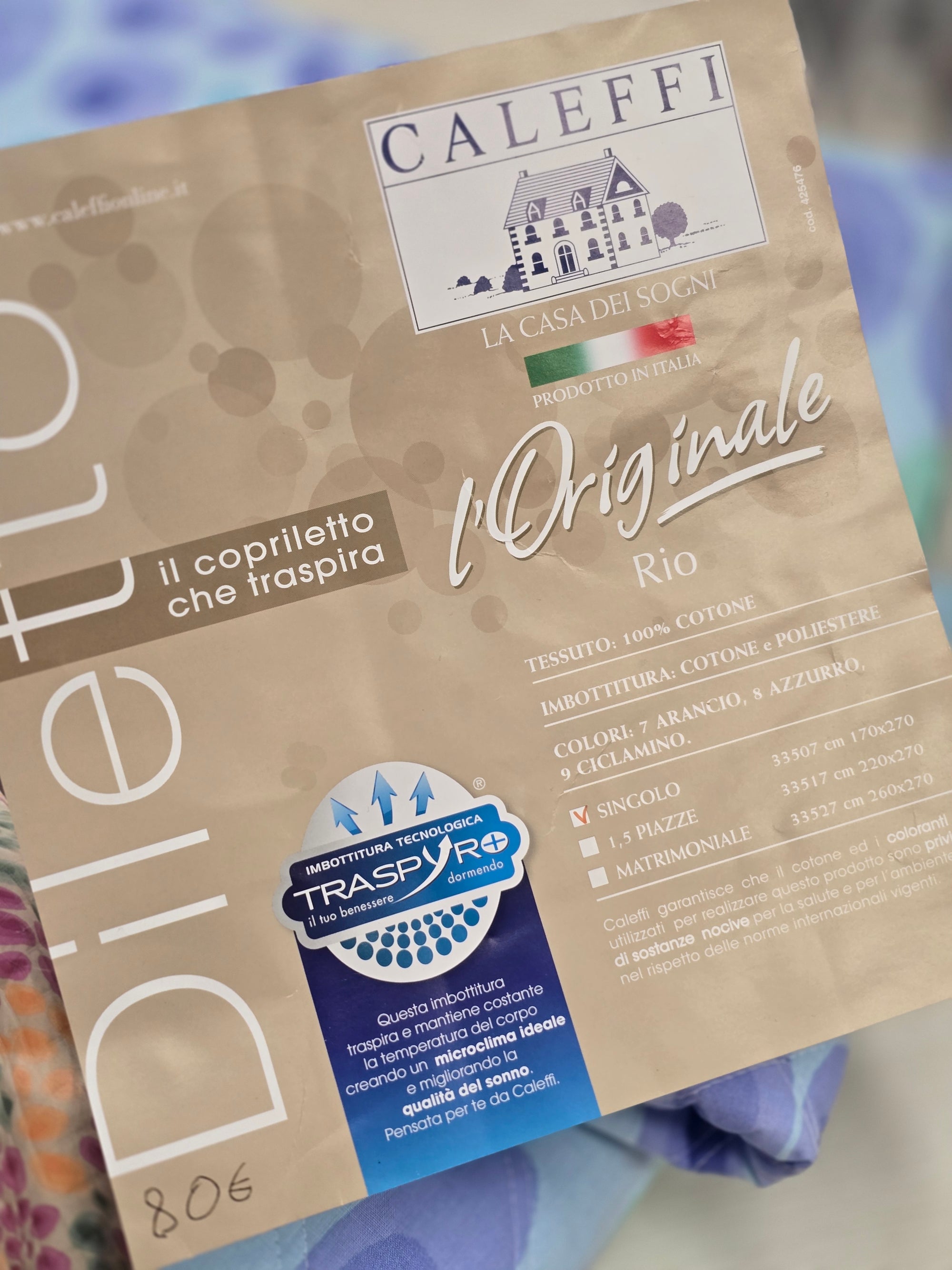 Trapuntino double-face Caleffi 100% cotone spot azzurro