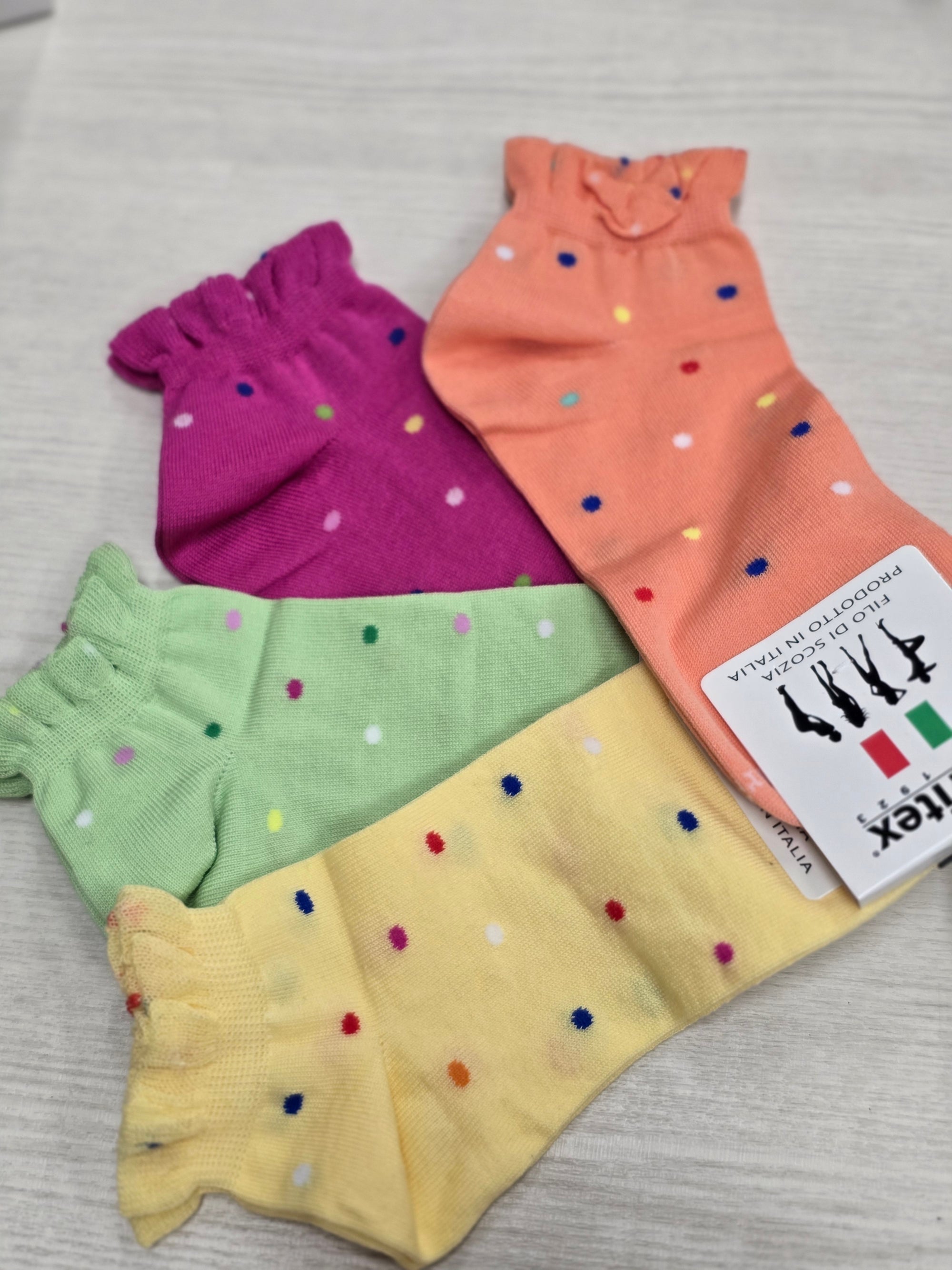 Set 2 paia calzini filo scozia pois