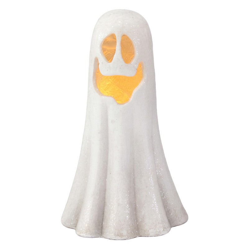 Statuetta fantasma spettro autunno halloween con luce led altezza 39 cm