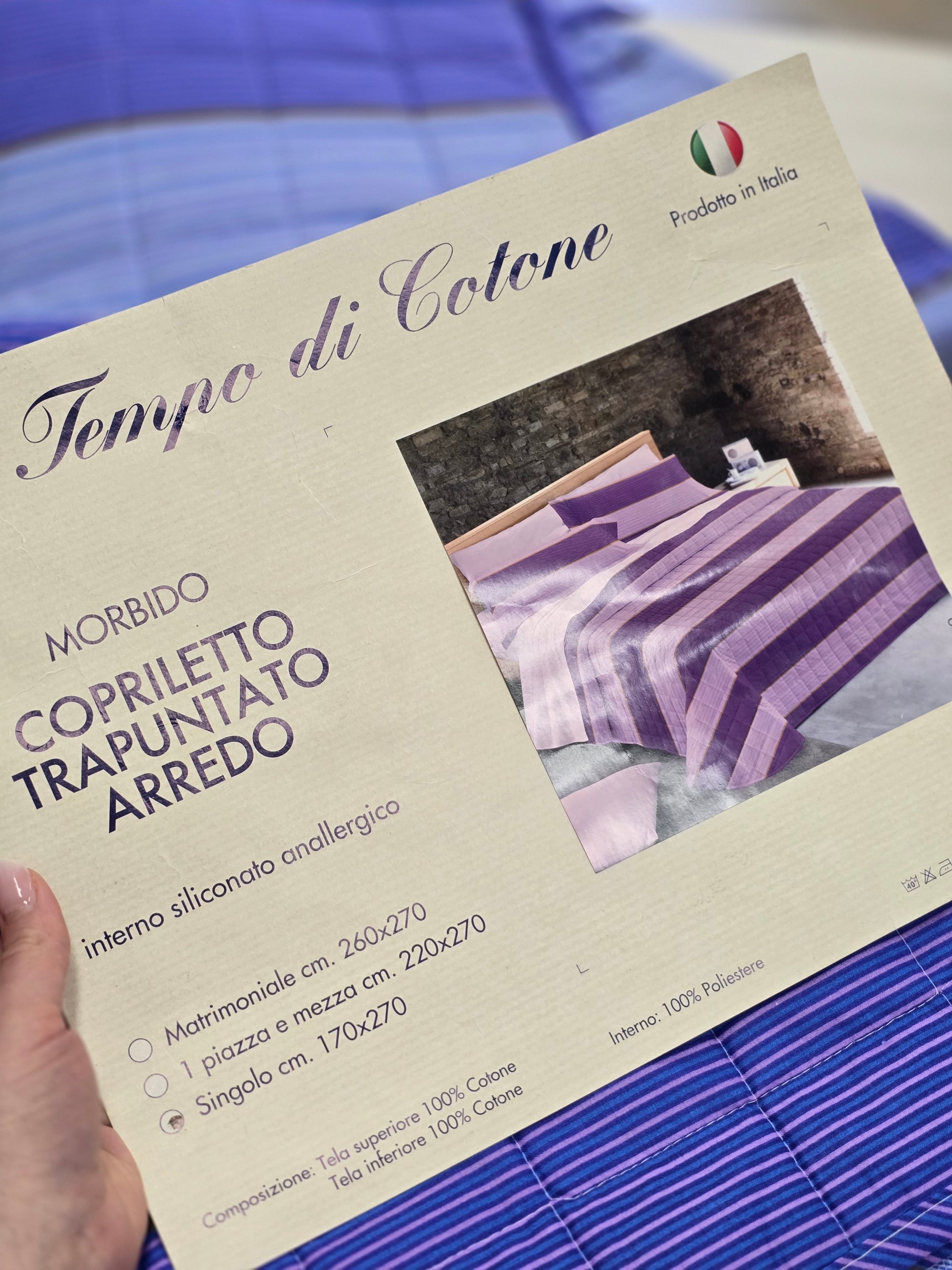 Trapuntino multicolor 100% cotone stripe bluette