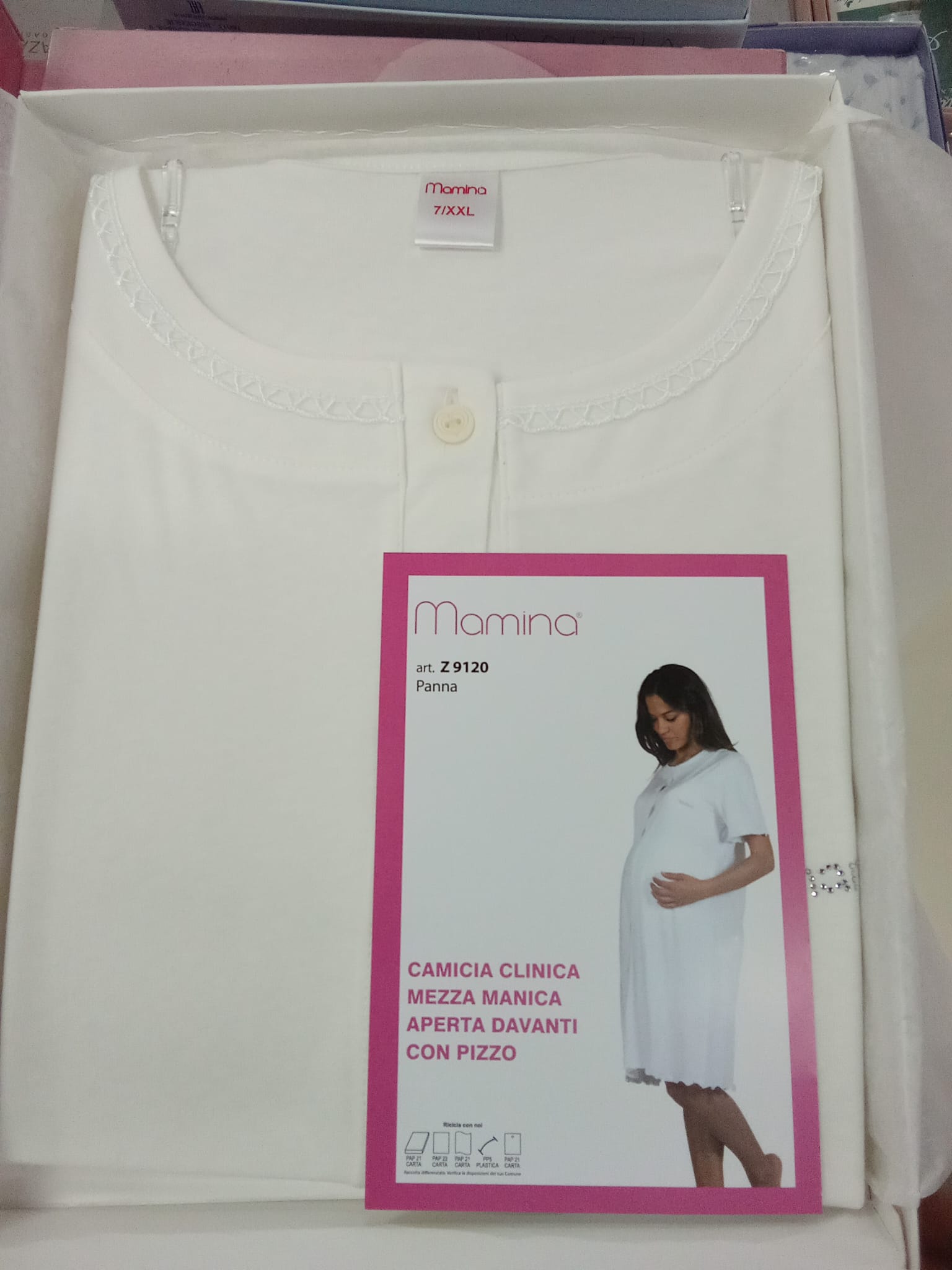 Camicia clinica-parto jersey mezza manica aperta
