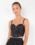 Bustier con Paillettes Nere Gisela